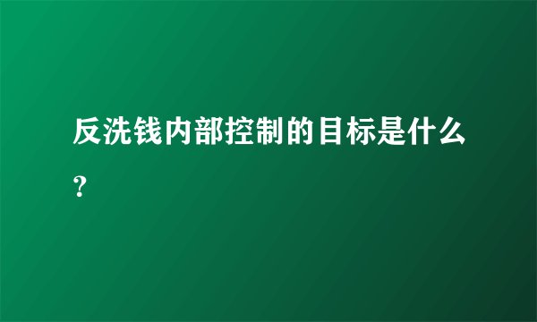 反洗钱内部控制的目标是什么？