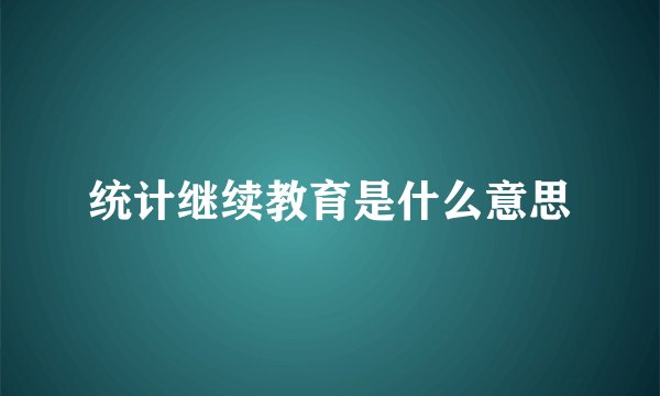 统计继续教育是什么意思