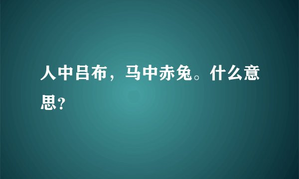 人中吕布，马中赤兔。什么意思？