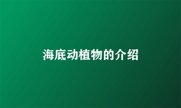 海底动植物的介绍