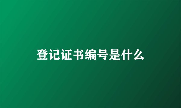 登记证书编号是什么