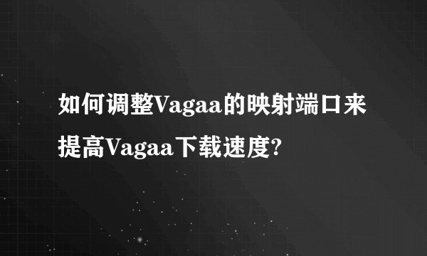 如何调整Vagaa的映射端口来提高Vagaa下载速度?
