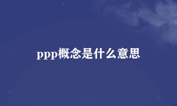 ppp概念是什么意思