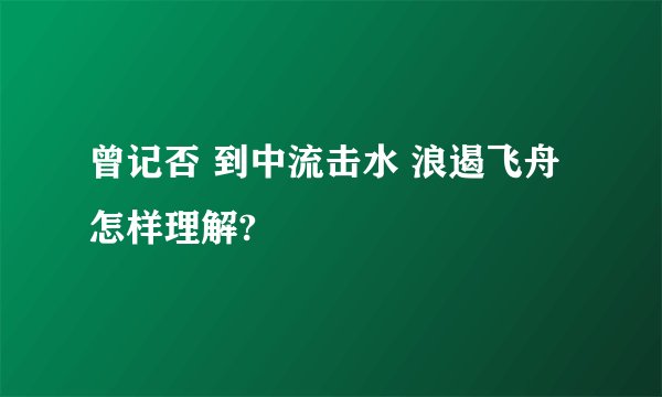 曾记否 到中流击水 浪遏飞舟怎样理解?