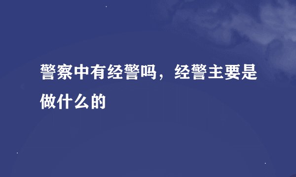 警察中有经警吗，经警主要是做什么的