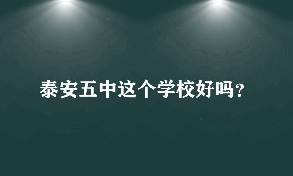 泰安五中这个学校好吗？