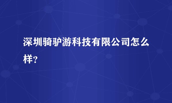 深圳骑驴游科技有限公司怎么样？