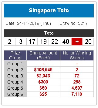 新加坡toto最新开奖记录