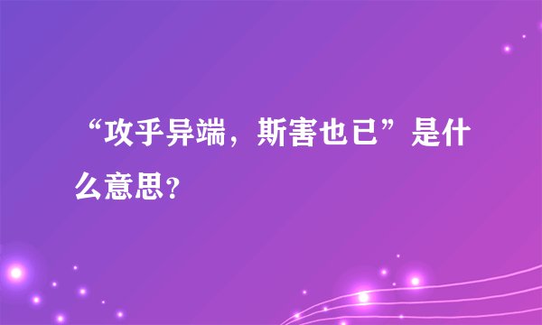 “攻乎异端，斯害也已”是什么意思？