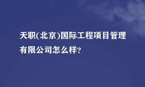 天职(北京)国际工程项目管理有限公司怎么样？