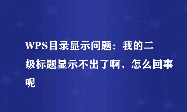 WPS目录显示问题：我的二级标题显示不出了啊，怎么回事呢