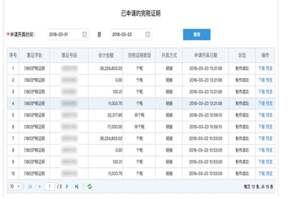 上海市个人所得税完税证明去那打印？