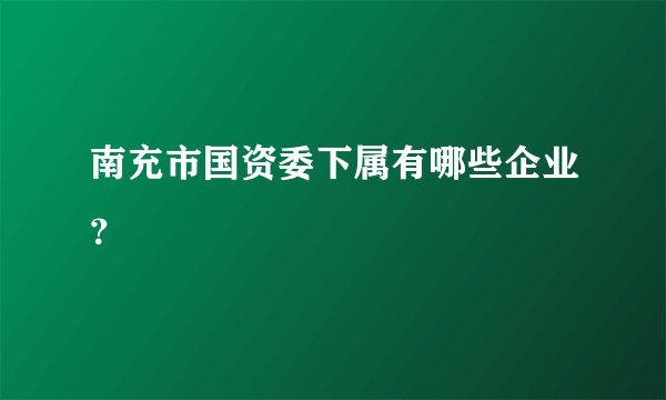南充市国资委下属有哪些企业？