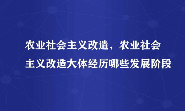 农业社会主义改造，农业社会主义改造大体经历哪些发展阶段