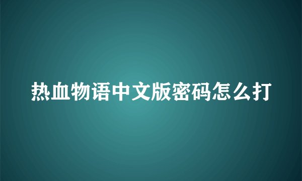 热血物语中文版密码怎么打