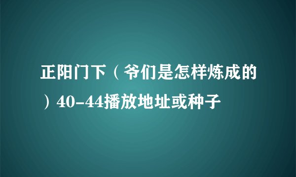 正阳门下（爷们是怎样炼成的）40-44播放地址或种子