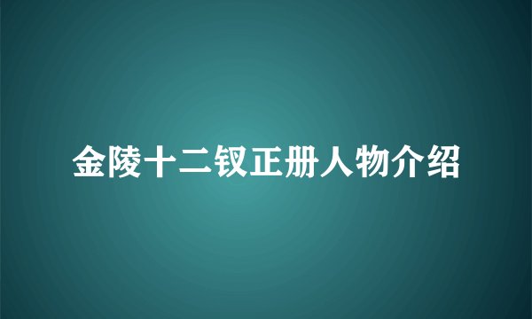 金陵十二钗正册人物介绍