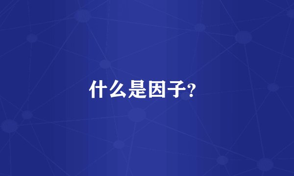 什么是因子？