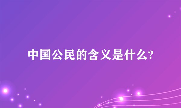 中国公民的含义是什么?