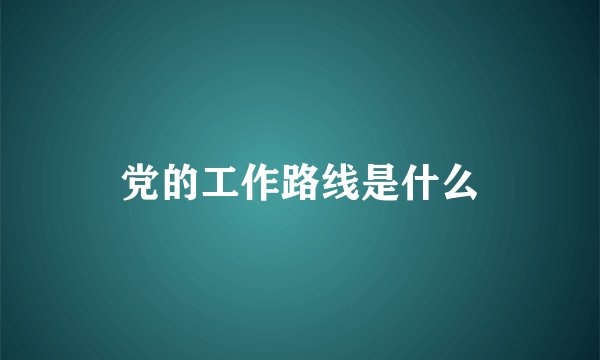 党的工作路线是什么