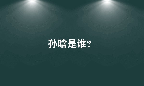 孙晗是谁？