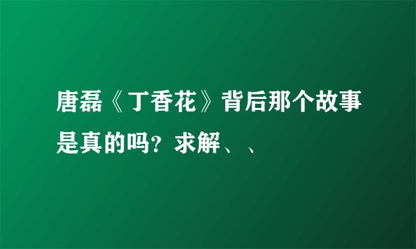 唐磊《丁香花》背后那个故事是真的吗？求解、、