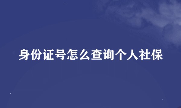身份证号怎么查询个人社保
