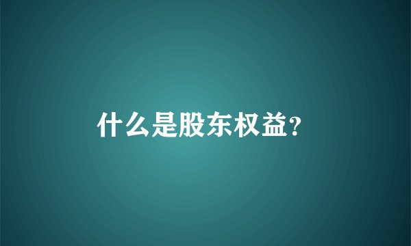 什么是股东权益？
