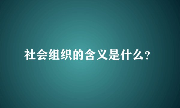 社会组织的含义是什么？
