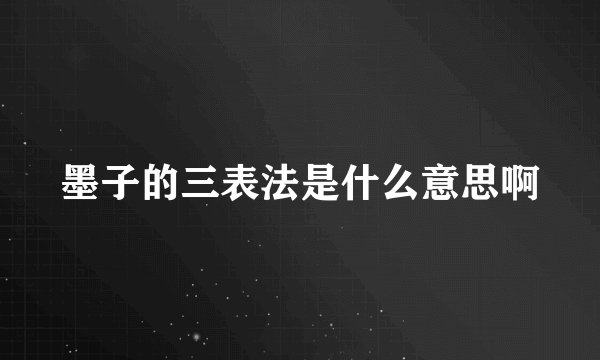 墨子的三表法是什么意思啊
