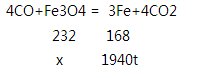 冶炼2000t含杂质3%的生铁，需要含四氧化三铁90%的磁铁矿石的质量是多少
