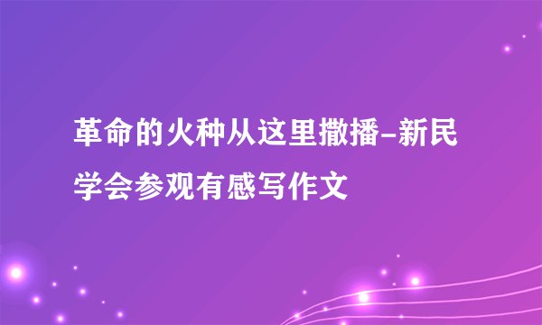 革命的火种从这里撒播-新民学会参观有感写作文