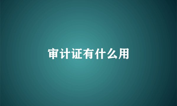 审计证有什么用