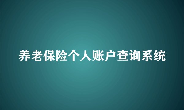 养老保险个人账户查询系统