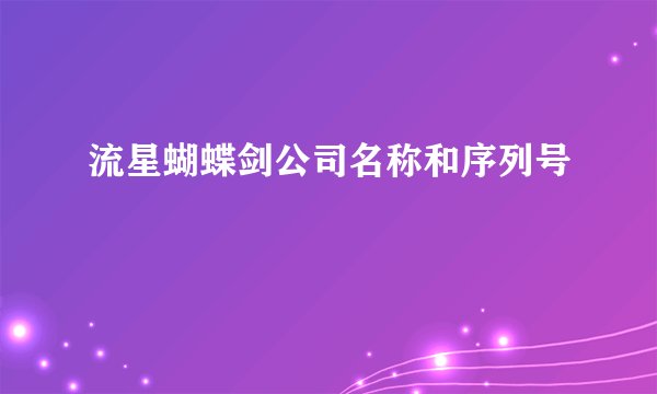 流星蝴蝶剑公司名称和序列号