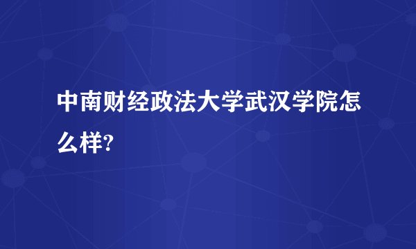 中南财经政法大学武汉学院怎么样?
