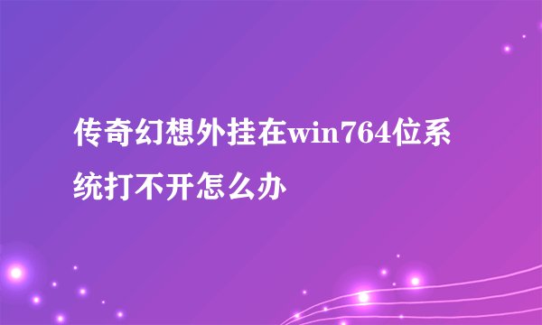 传奇幻想外挂在win764位系统打不开怎么办