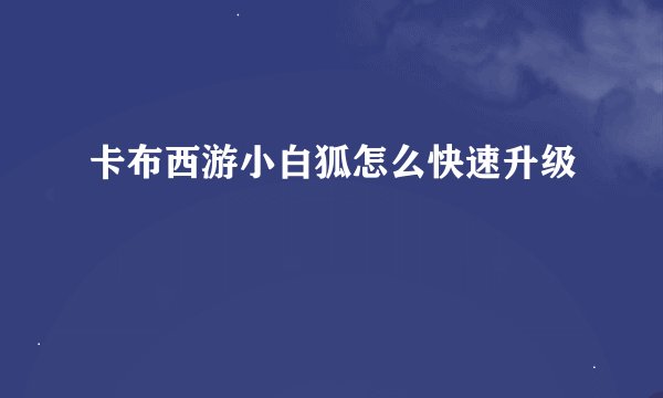 卡布西游小白狐怎么快速升级