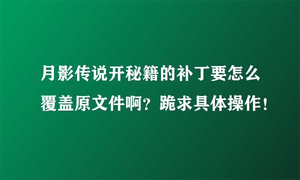 月影传说开秘籍的补丁要怎么覆盖原文件啊？跪求具体操作！
