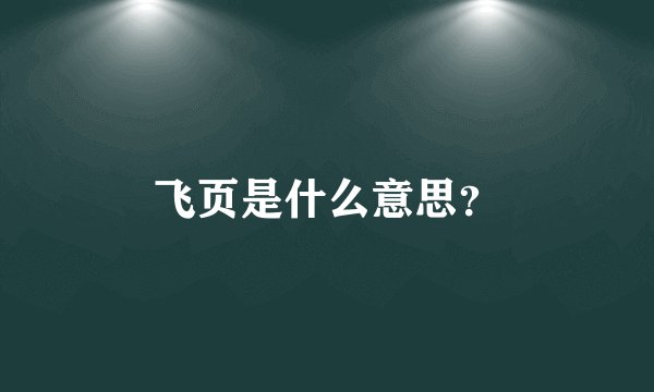 飞页是什么意思？