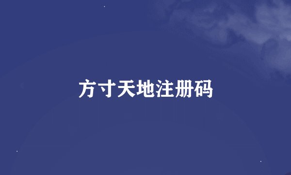 方寸天地注册码