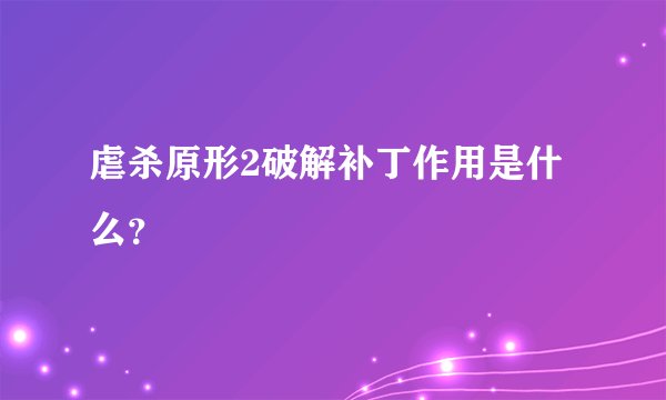 虐杀原形2破解补丁作用是什么？