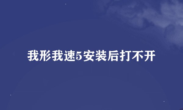我形我速5安装后打不开
