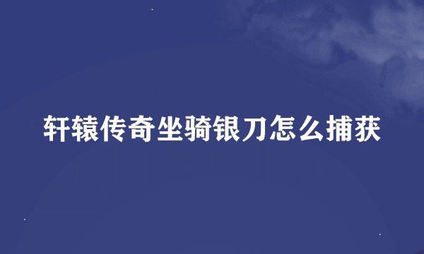 轩辕传奇坐骑银刀怎么捕获