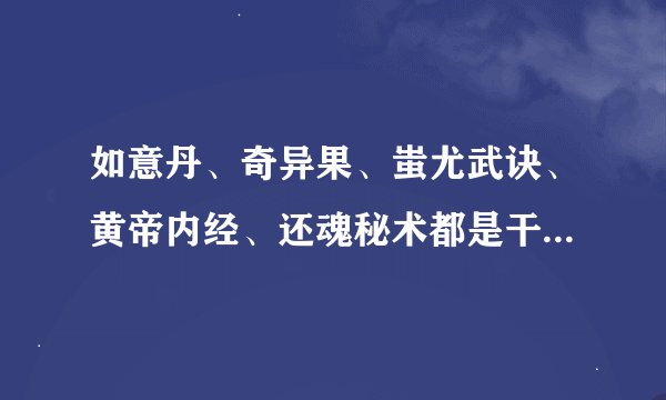 如意丹、奇异果、蚩尤武诀、黄帝内经、还魂秘术都是干什么的？