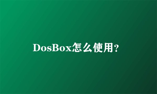 DosBox怎么使用？