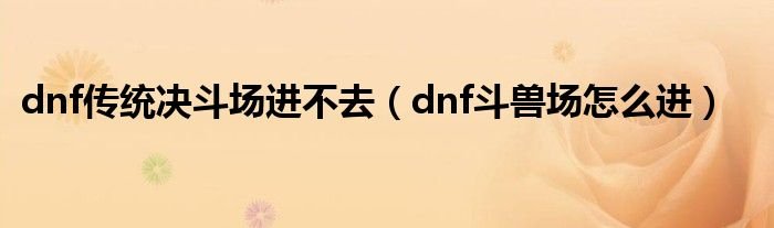 dnf传统决斗场进不去dnf斗兽场怎么进