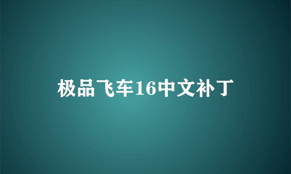 极品飞车16中文补丁