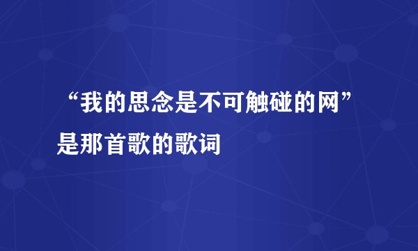 “我的思念是不可触碰的网”是那首歌的歌词
