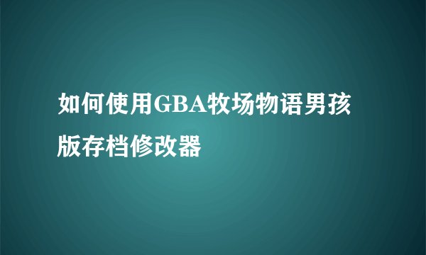 如何使用GBA牧场物语男孩版存档修改器